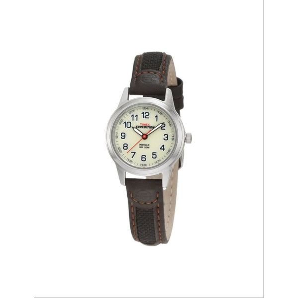 Timex Women's T41181 Expedition Metal Field Brown Leather and Nylon Strap Watch