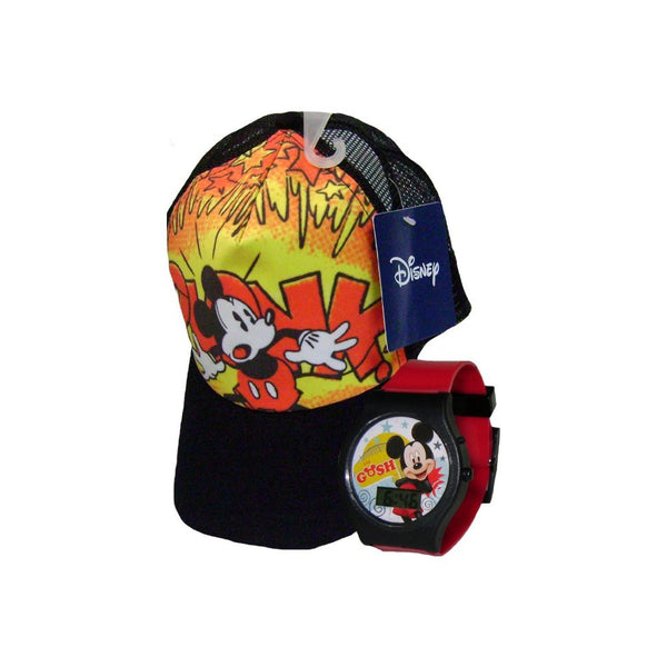 Disney Mickey Mouse Black Cap and LCD Watch for Kids