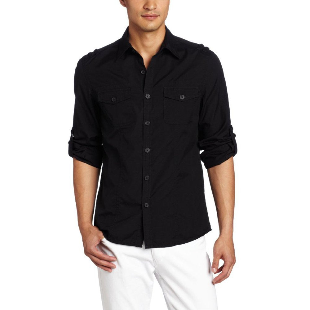 Kenneth Cole Men's Solid Military Shirt