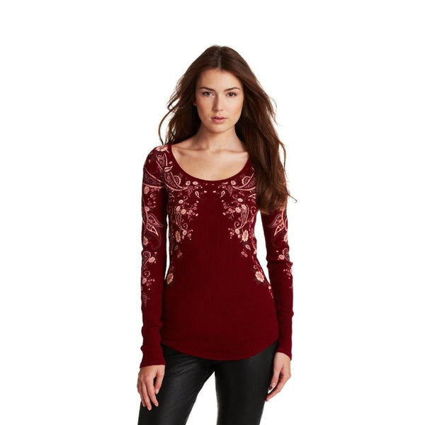Lucky Brand Women's Printed Paisley Thermal Shirt