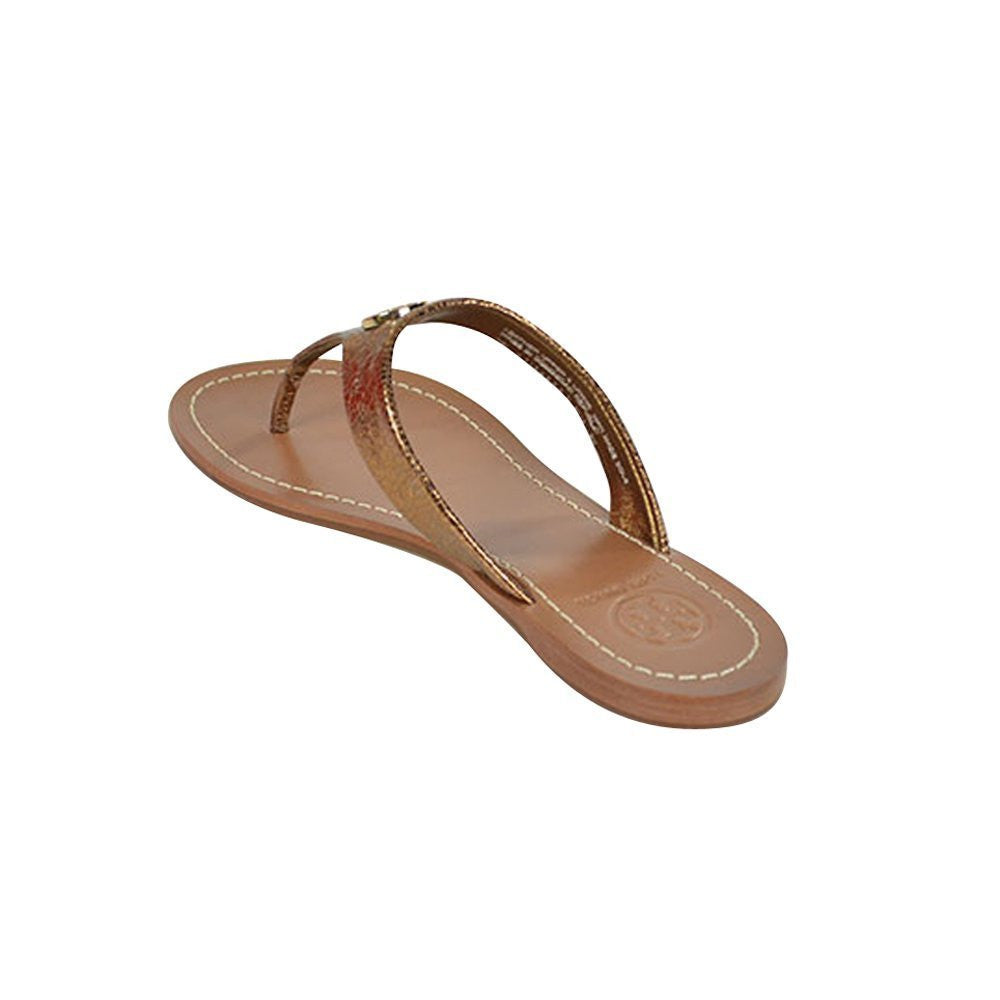 Tory Burch Cameron Thong Mirror Craquelee Metal Sandals New Bronze Size 7