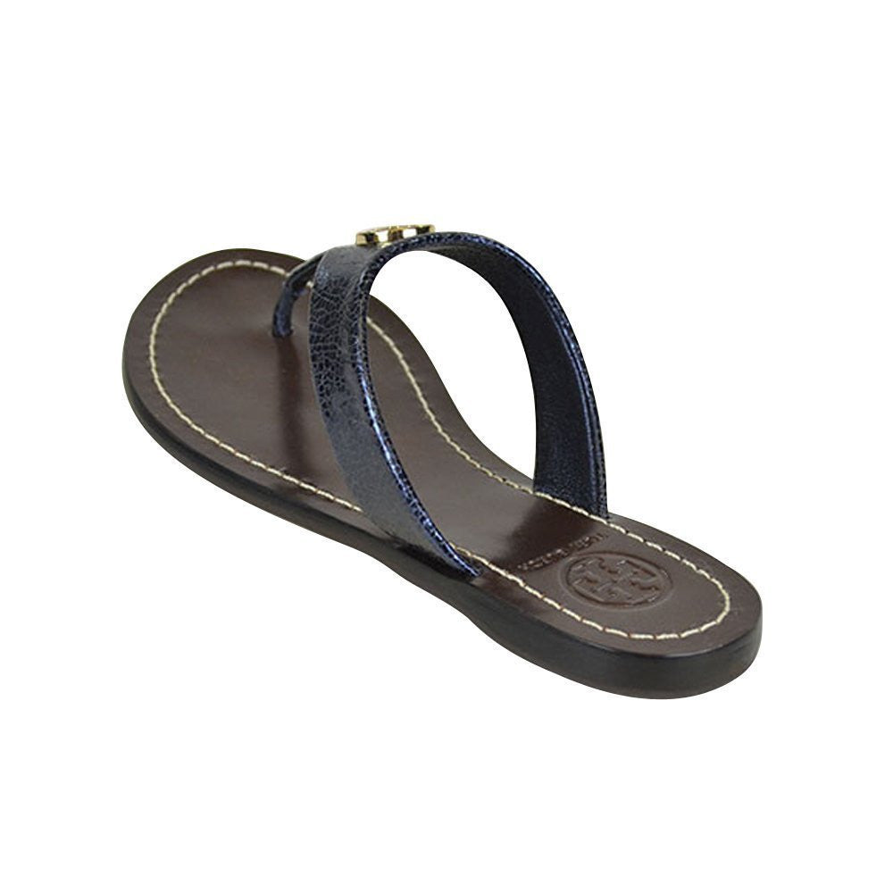 Tory Burch Cameron Thong Mirror Craquelee Metal Sandals Night Sky Size 7